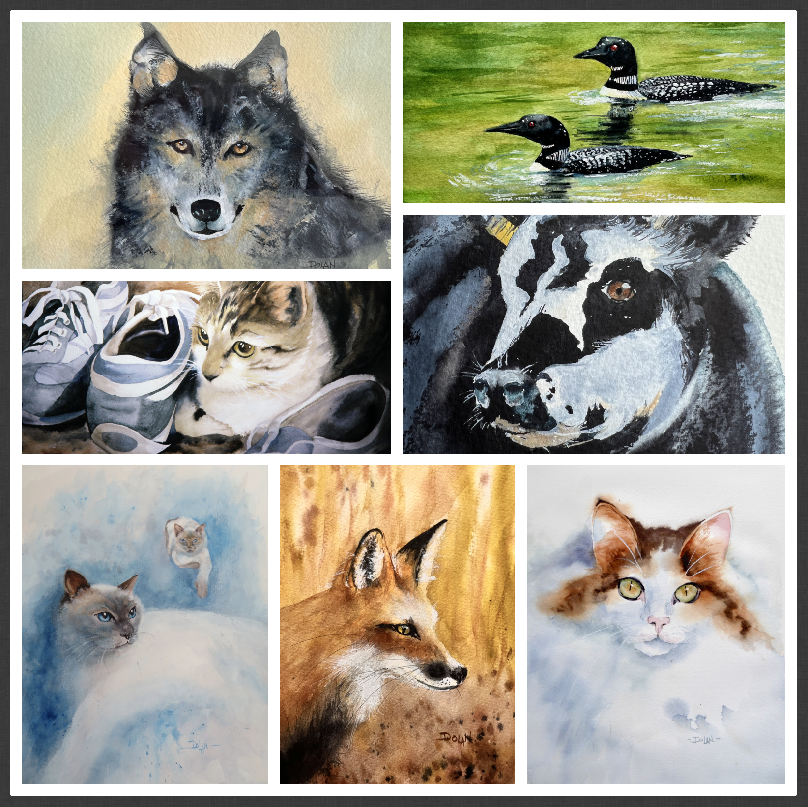 Wildlife Paintings Collage